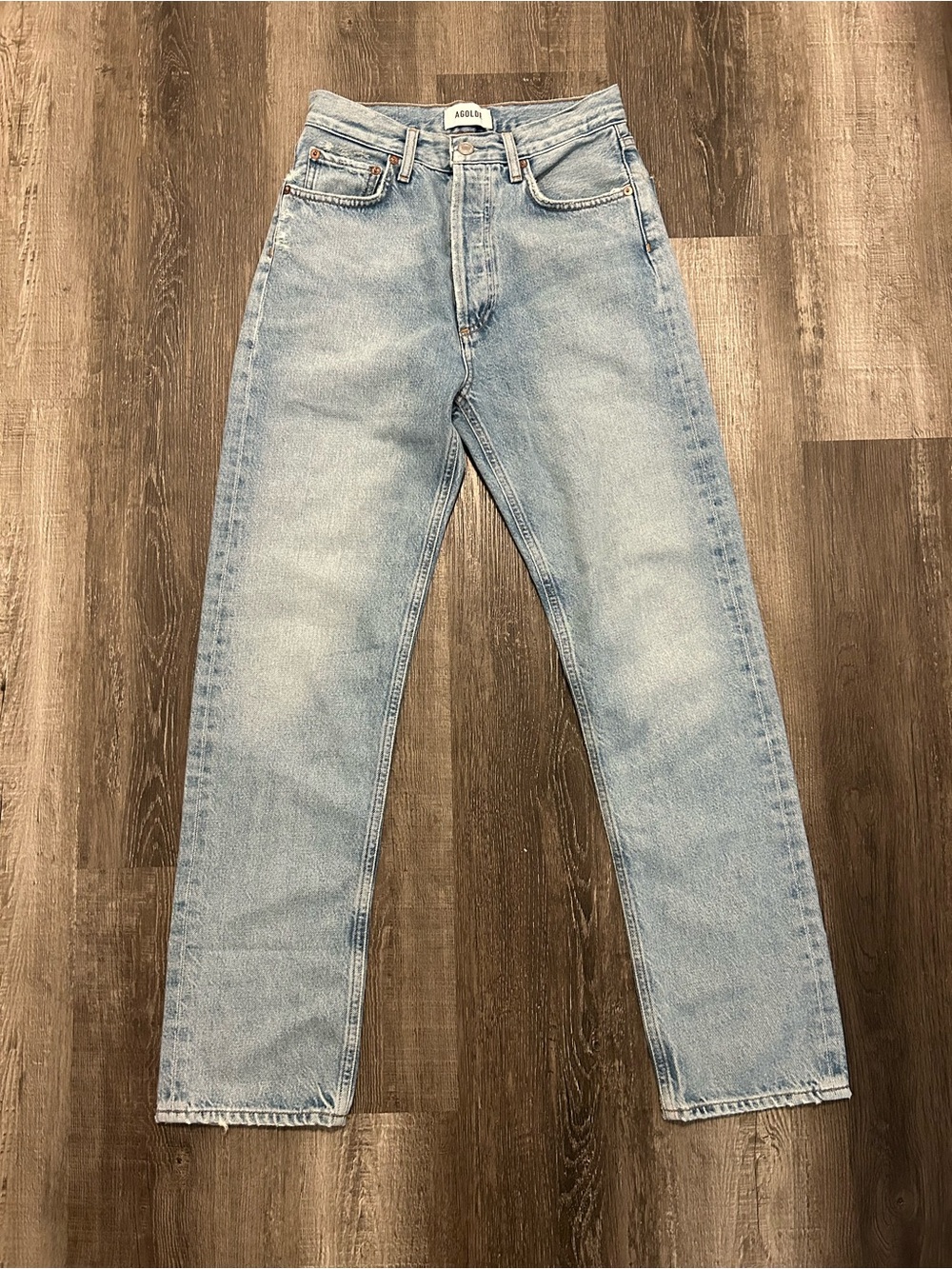 agolde 90's pinch waist straight jeans light wash